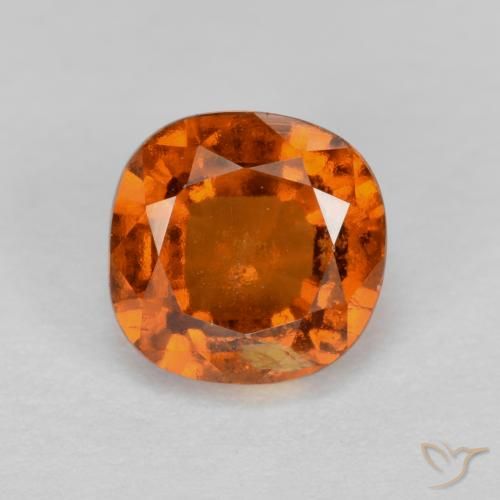 1.39ct Natural Naranja oscuro granate hessonita, Forma Cojín, VS-SI