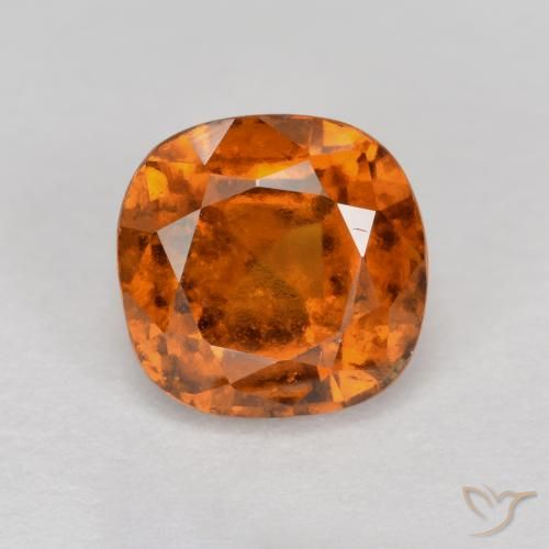 granate hessonita Naranja oscuro natural de 1.50 ct, Forma Cojín, VS-SI