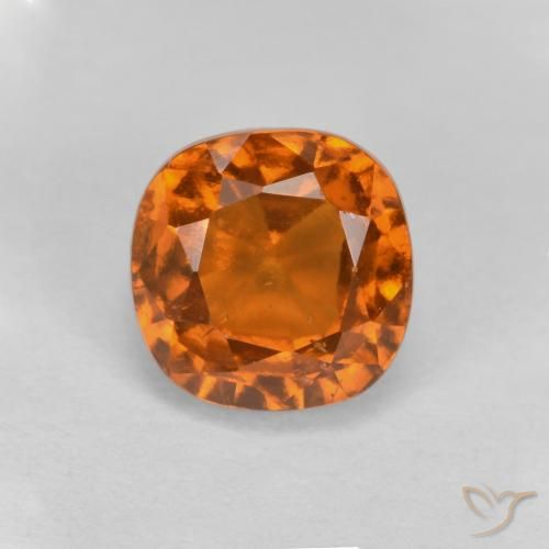 1.56ct Natural Naranja oscuro Granate Hessonita, Forma Cojín, VS-SI