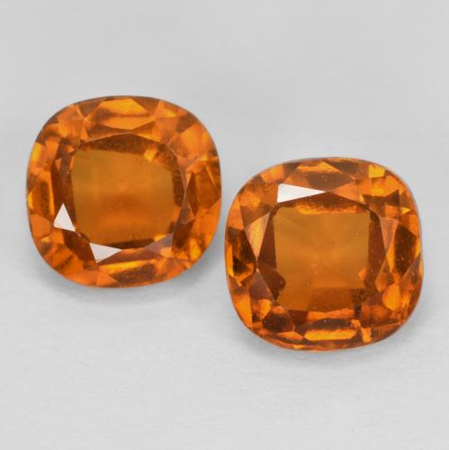 Gemas de granate hessonita Naranja oscuro medio natural de 2.63 ct, Corte Cojín, VS-SI