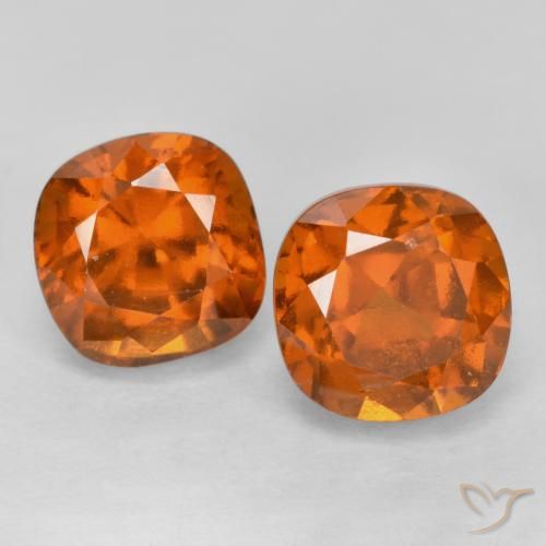 Gemas de granate hessonita Naranja oscuro natural de 3.34 ct, Forma Cojín, VS-SI
