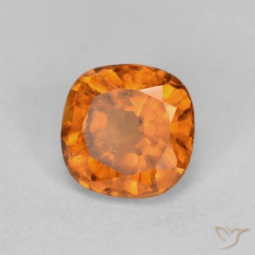 Granate hessonita naranja natural de 0,83 ct, corte cojín, SI