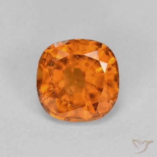 Granate hessonita naranja natural de 0,83 ct, corte cojín, SI