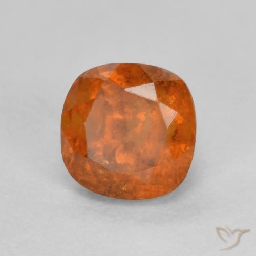 1.00ct Natural Naranja oscuro Granate Hessonita, Forma Cojín, SI