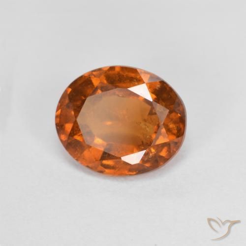 1.56ct Natural Naranja oscuro Granate Hessonita, Ovalada, VS-SI