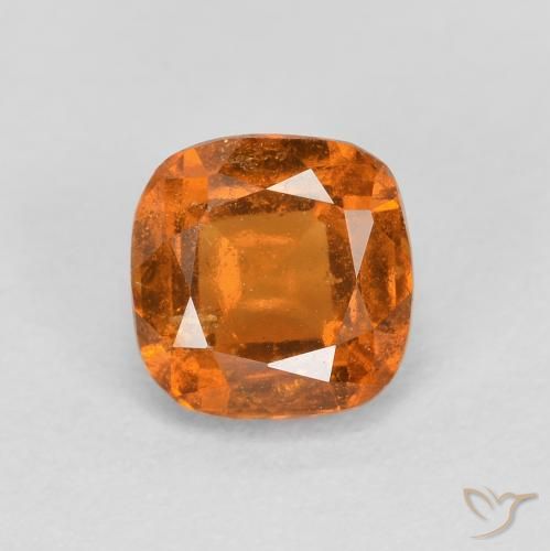 0.86ct Natural Naranja oscuro granate hessonita, Forma Cojín, SI