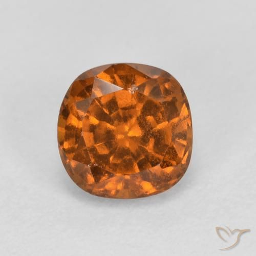 0.90ct Natural Naranja oscuro granate hessonita, Forma Cojín, SI