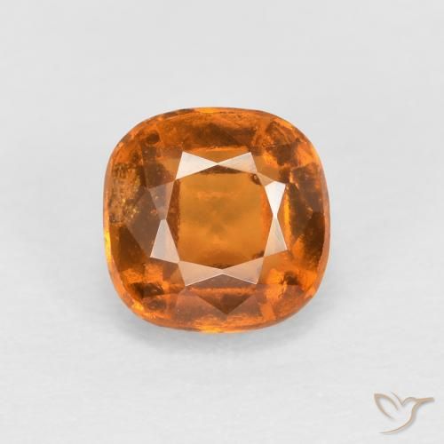 0.90ct Natural Naranja medio granate hessonita, Forma Cojín, SI