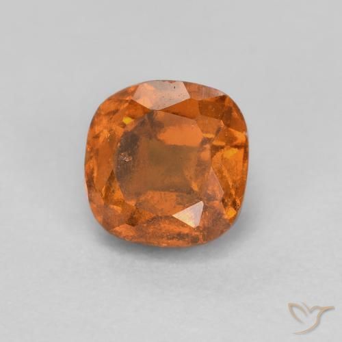 0.85ct Natural Naranja oscuro medio granate hessonita, Forma Cojín, SI