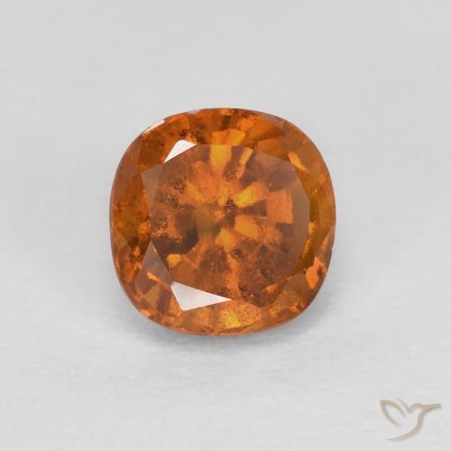 granate hessonita Naranja oscuro natural de 0.89 ct, Forma Cojín, SI