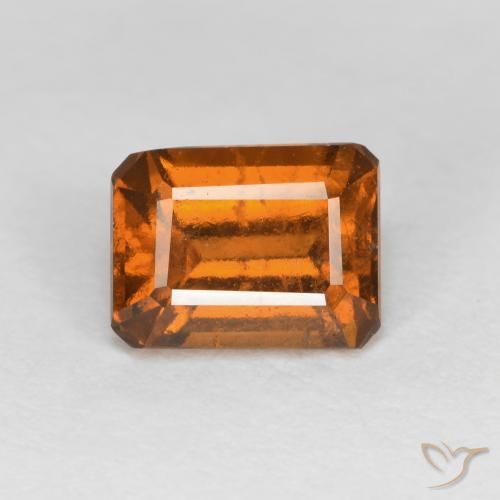 1.25ct Natural Naranja medio granate hessonita, corte esmeralda, VS-SI