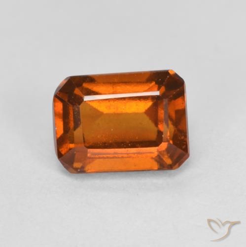 1.60ct Natural Naranja oscuro granate hessonita, corte esmeralda, VS
