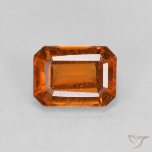 1.41ct Natural Naranja oscuro medio granate hessonita, corte esmeralda, VS