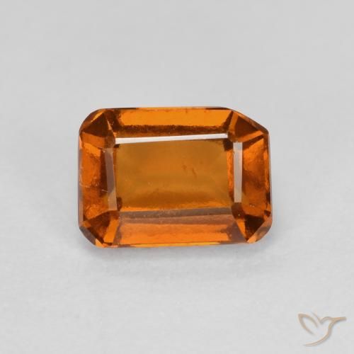 1.44ct Natural Naranja oscuro medio granate hessonita, corte esmeralda, VS-SI