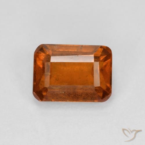 1.52ct Natural Naranja oscuro medio granate hessonita, corte esmeralda, VS-SI