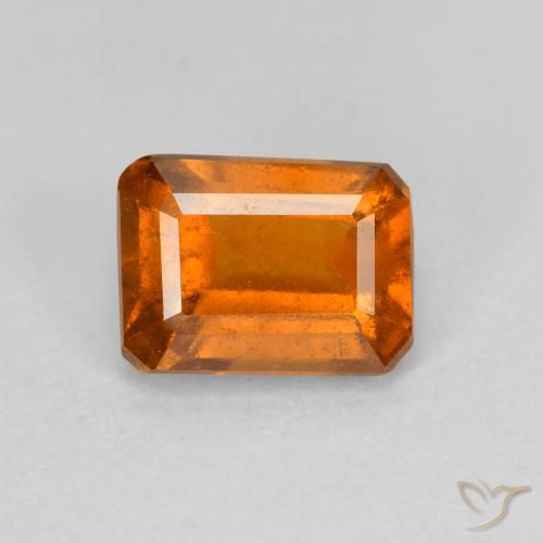 1.43ct Natural Naranja oscuro medio granate hessonita, corte esmeralda, VS-SI