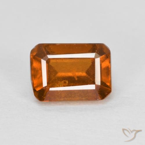 1.43ct Natural Naranja oscuro medio granate hessonita, corte esmeralda, VS-SI