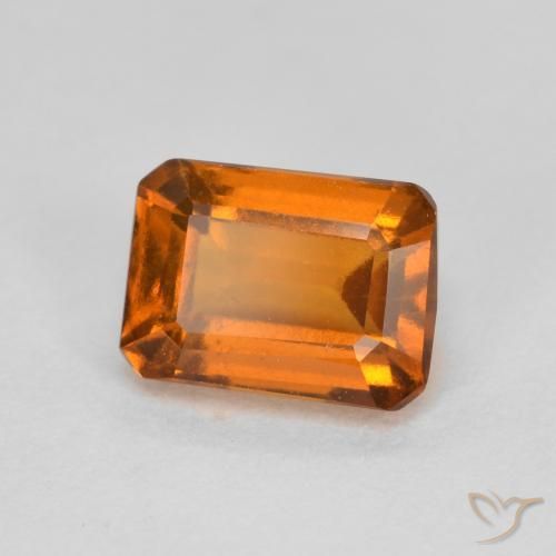 1.42ct Natural Naranja oscuro medio granate hessonita, corte esmeralda, VS