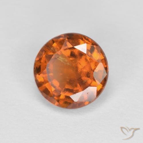 0.95ct Natural Naranja oscuro medio granate hessonita, Redondo, VS