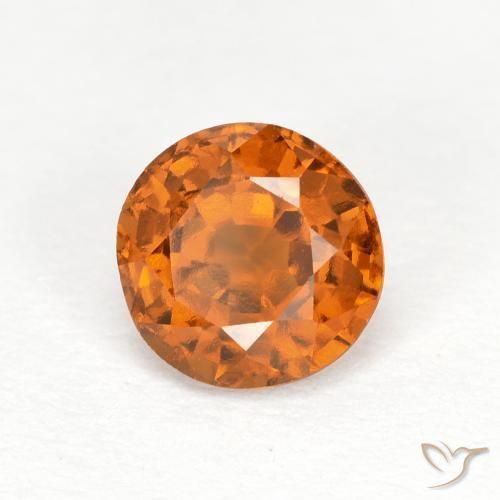 granate hessonita Naranja oscuro medio natural de 1.06 ct, Redondo, VS
