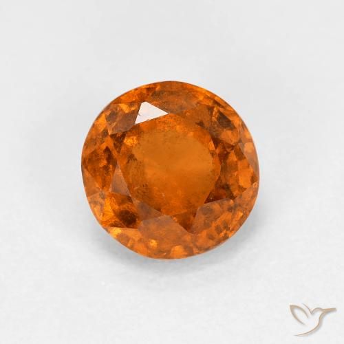 0.92ct Natural Naranja oscuro granate hessonita, Redondo, VS-SI
