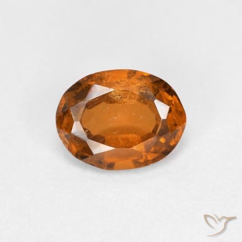 0.78ct Natural Naranja amarillento Granate Hessonita, Ovalada, VS