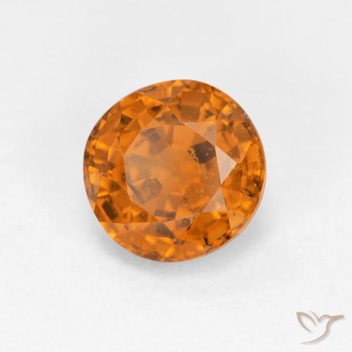 granate hessonita Naranja amarillento natural de 1.06 ct, Redondo, VS