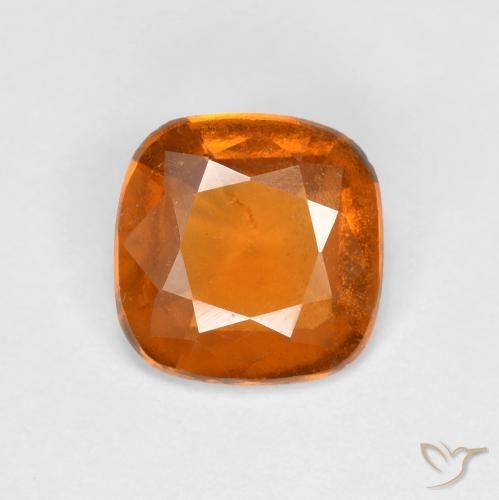 1.31ct Natural Naranja oscuro granate hessonita, Forma Cojín, VS