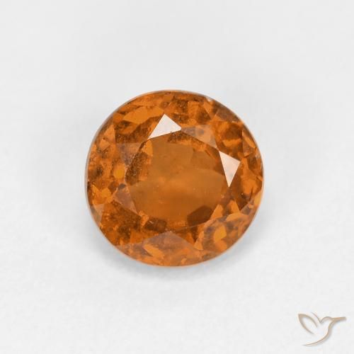 0.89ct Natural Naranja medio granate hessonita, Redondo, VS