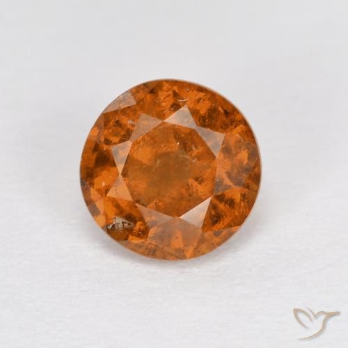 0.96ct Natural Naranja oscuro granate hessonita, Redondo, VS