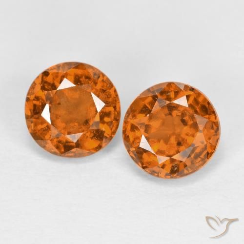 1.79ctw Natural Naranja amarillento granate hessonita, Redondo, VS
