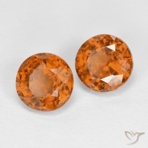 Gemas de granate hessonita Naranja amarillento natural de 1.79 ct, Redondo, VS