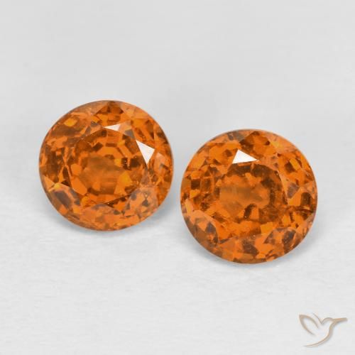 Gemas de granate hessonita Naranja medio natural de 1.78 ct, Corte Redondo, VS