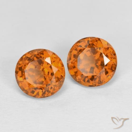 Gemas de granate hessonita Naranja medio natural de 1.78 ct, Corte Redondo, VS