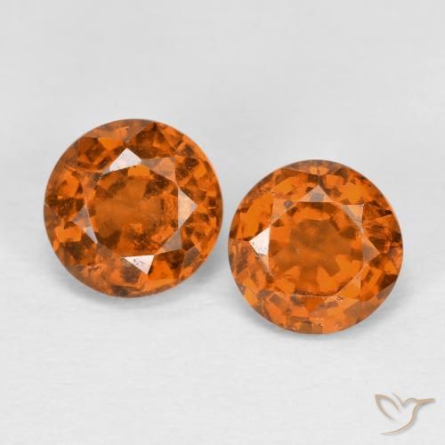 1.82ctw Natural Naranja oscuro Granate Hessonita, Redondo, VS