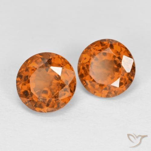 Gemas de granate hessonita Naranja oscuro natural de 1.82 ct, Redondo, VS