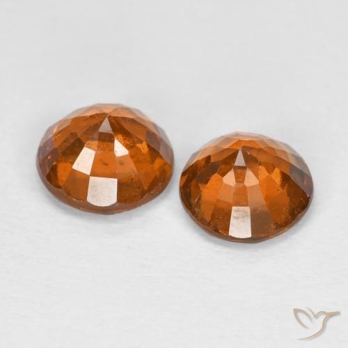 Gemas de granate hessonita Naranja oscuro natural de 1.82 ct, Redondo, VS