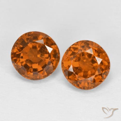 2.16ctw Natural Naranja oscuro Granate Hessonita, Redondo, VS