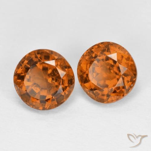 Gemas de granate hessonita Naranja oscuro natural de 2.16 ct, Redondo, VS