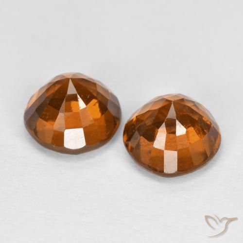 Gemas de granate hessonita Naranja oscuro natural de 2.16 ct, Redondo, VS