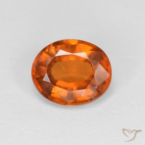 1.38ct Natural Naranja oscuro Granate Hessonita, Ovalada, VS