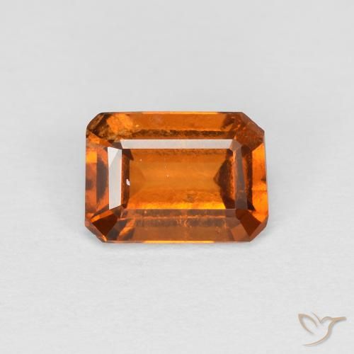 1.11ct Natural Naranja oscuro granate hessonita, corte esmeralda, VS