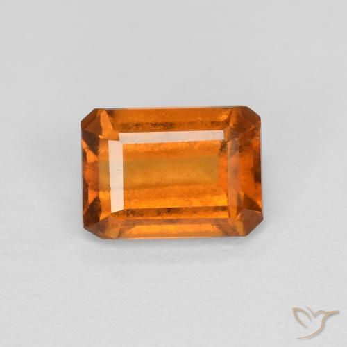 1.25ct Natural Naranja amarillento granate hessonita, corte esmeralda, VS