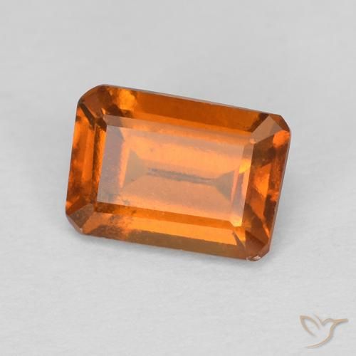 1.14ct Natural Naranja oscuro granate hessonita, corte esmeralda, VVS-VS