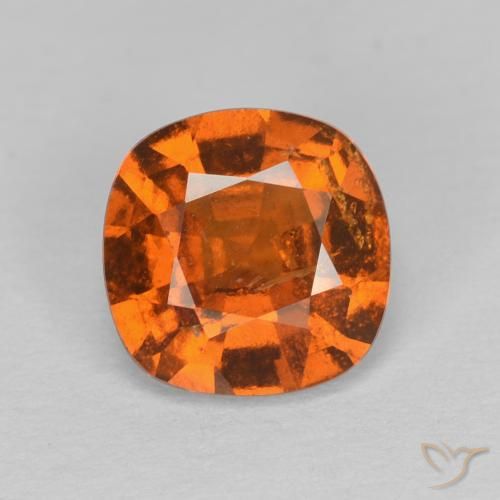 1.50ct Natural Naranja oscuro Granate Hessonita, Forma Cojín, VS