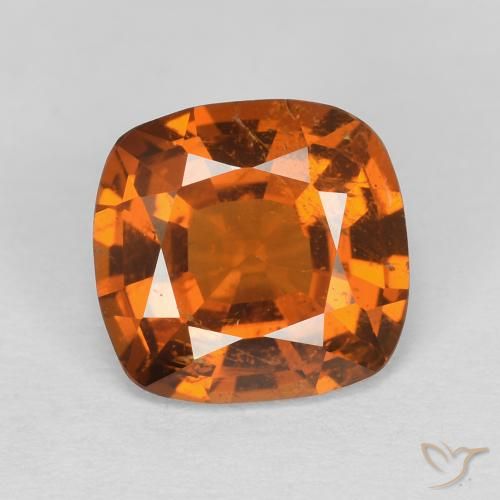 1.74ct Natural Medium Dark-Orange Granate Hessonita, Forma Cojín, VVS-VS