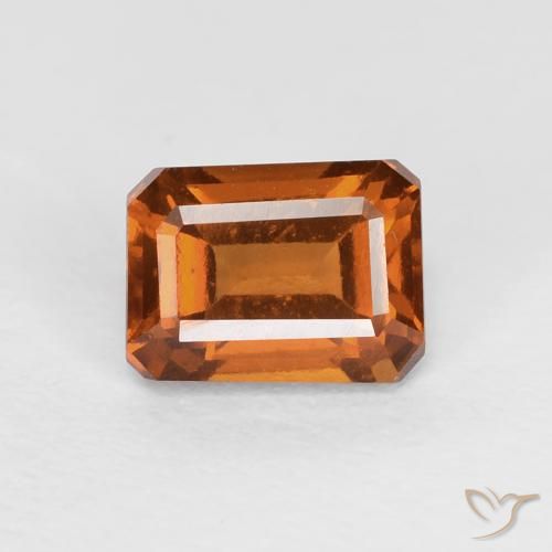 1.44ct Natural Naranja oscuro granate hessonita, corte esmeralda, VVS-VS