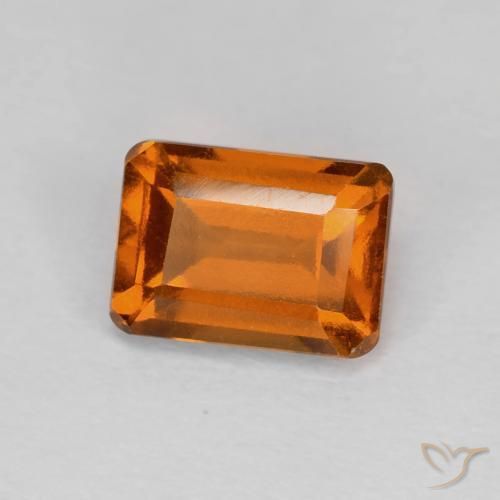 1.41ct Natural Naranja oscuro granate hessonita, corte esmeralda, VVS-VS