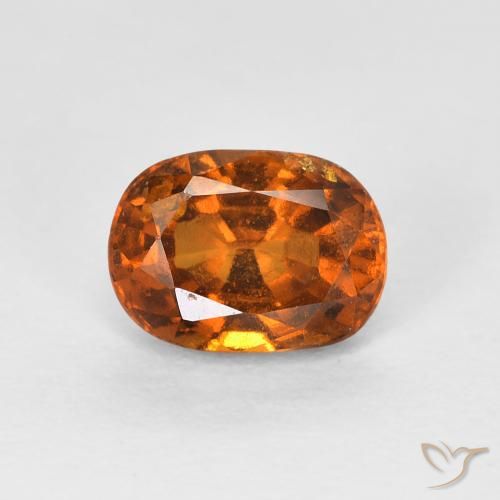 1.26ct Natural Naranja oscuro granate hessonita, Forma Cojín, VVS-VS