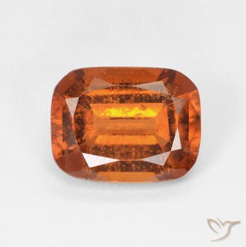 2.28ct Natural Medium Dark-Orange granate hessonita, Forma Cojín, VS